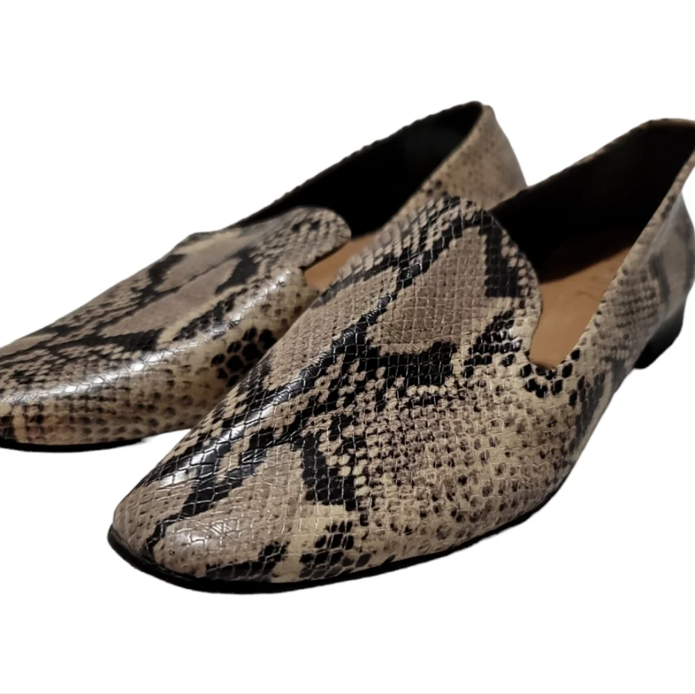 Schutz Snake Print Leather Loafers Shoes Slip-on Square Toe 8.5 - Picture 3 of 8